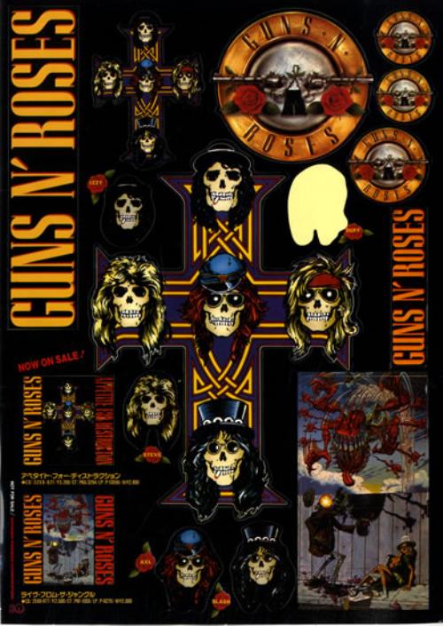 Guns N Roses Pair of Promotional Sticker Sheets Japanese Promo